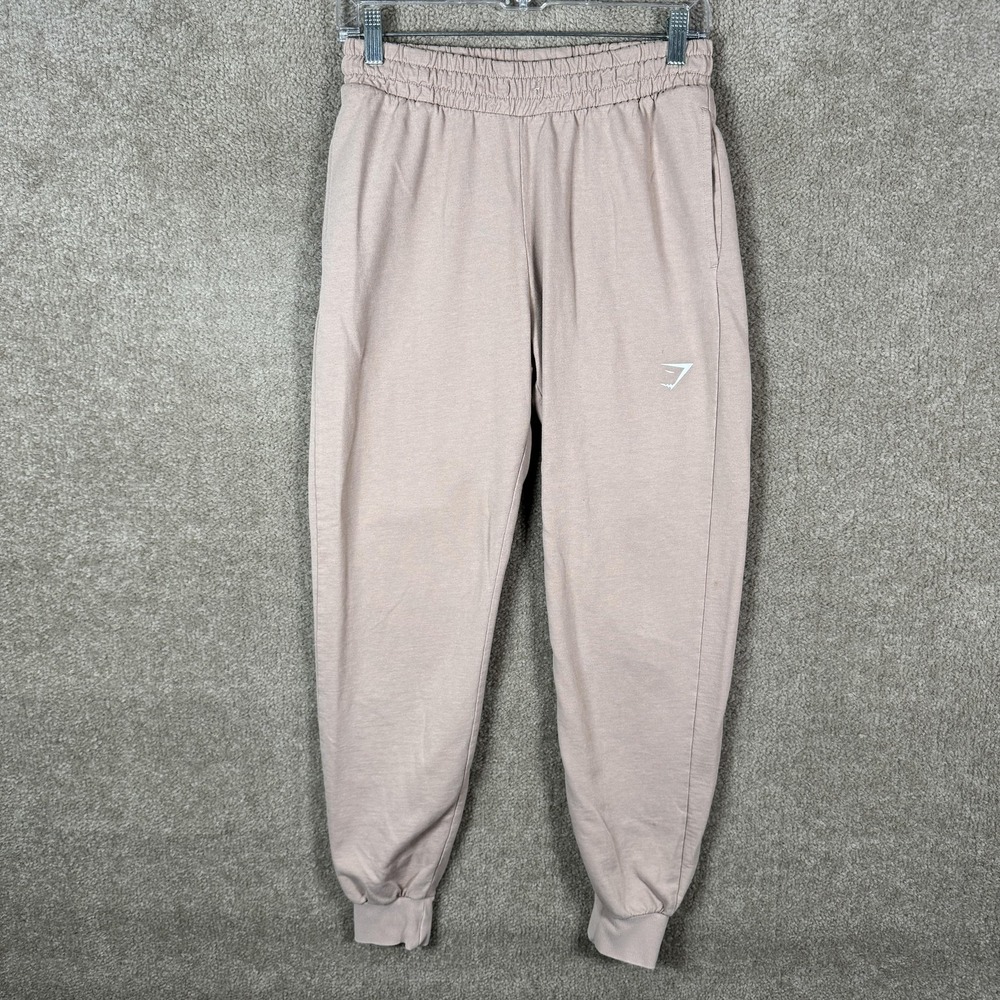 Gymshark Sweatpants Womens Small Beige Jogger Pants Elastic Waist Cuffed